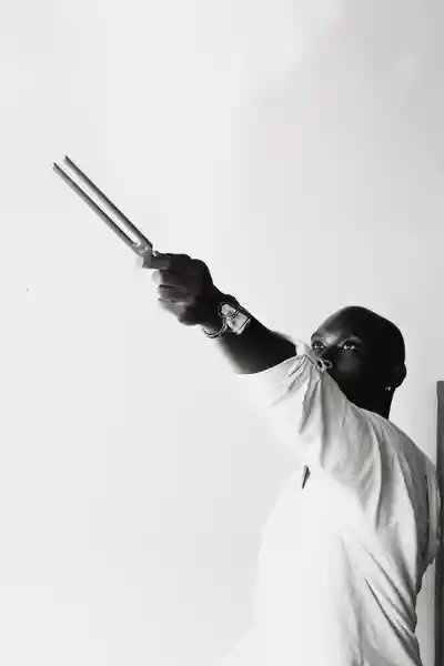 Michael Griffin with tuning fork